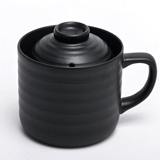 도자기밥솥 전자레인지 저당 밥통 1인용 소형 밥하기 냄비 검정 그릇 간편 렌지용 쿠커, 블랙, 1개