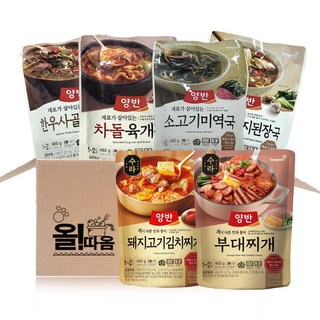 양반 한끼즉석국탕 6종기획세트 3호(소고기미역국 한우시래기 차돌육개장 우거지된장국 돼지고기김치찌개 부대찌개), 1개, 460g