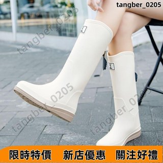 長筒雨靴 防水防滑 成人女生時尚雨鞋 四季加棉圓頭平底馬丁靴