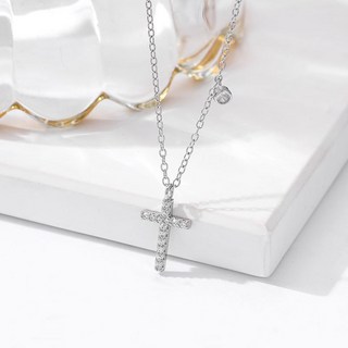 利百加禮品生活館 十字架項鍊 單鑽 925銀 受洗禮物 基督教福音禮品