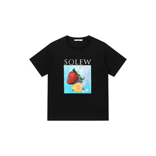 소루 과일 그래픽 반팔 티셔츠_블랙