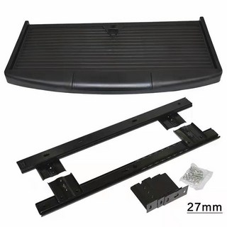 【 199出貨】ABS鍵盤托架 支架 辦公桌電腦鍵盤抽屜伸縮支撐架 帶靜音鍵盤拖軌道, 53cm黑色+27mm導軌, 1個