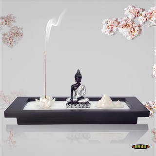 隨草憶境沙盤套裝 佛系枯山水禪意擺件 辦公室客廳裝飾品, 一組入（銀衣組、元件如圖示）