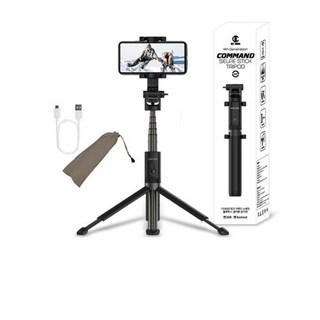 블루투스 스마트폰 셀카봉 삼각대 액션캠 고프로 카메라 거치 충전식 리모컨 포함 알루미늄바디, 1개, 블랙, 커멘드 4세대 셀카봉