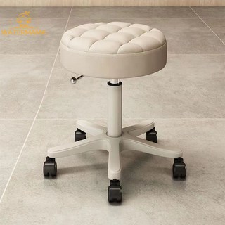 椅子舒服久坐宿舍電腦椅家用舒適兒童學習椅子辦公座椅女生化妝椅, 【圓凳】米白