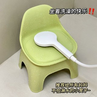 防滑浴室椅凳 抗菌防滑 洗澡椅子 浴室椅 止滑椅 浴室椅凳 浴室凳 浴室洗澡椅 洗澡椅 寶寶浴室洗澡凳嬰兒童老人淋浴凳, 摩登橙（垫高洗漱）,靠背小椅子【大号】底部防滑脚垫