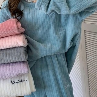 골지 극세사 잠옷 세트 부드러움 고급 원단 홈웨어 모달