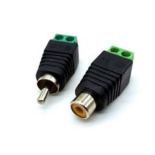 免焊接 RCA 蓮花 轉 2Pin 端子 SY-Pin04 綠色端子 AV端子 監控配件DIY, 1個, 母頭(單售)