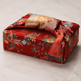 잇츠K 전통 양단 보자기 세트 / 예단 선물 답례 고급 포장, 1세트, 다홍꽃