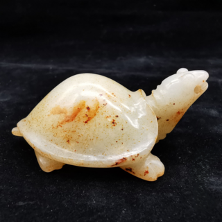 漢雅古美術 和闐玉烏龜玉龜 和闐白玉 白玉 玉石 古玩 收藏品, 白色, 1個