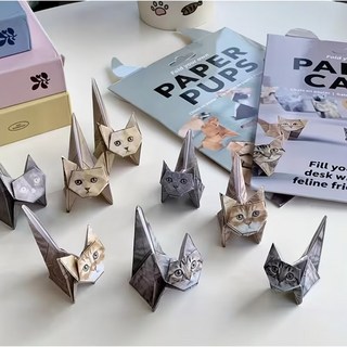 고양이 종이접기 3D 종이 DIY 색종이 공예 수공예 입체 장식 인테리어 소품 취미 페이퍼아트, 50개, 5색
