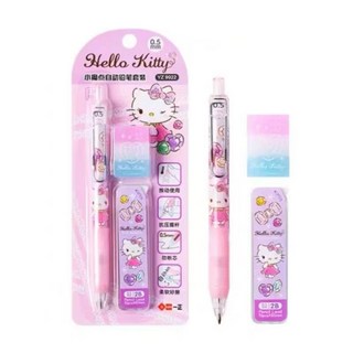 산리오 0.5mm 샤프 연필 세트 2B심 자동연필 지우개 포함, 헬로키티