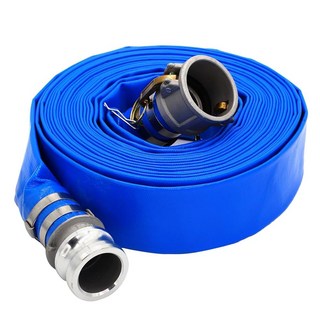 D-WEIXIN 5.1cm(2인치) ID x 15.2m(50피트) PVC 레이 플랫 배출 호스 알루미늄 캠록 C 및 E 피팅 캠 락 피팅 타입 A 포함 수영장 배수 풀용 튼튼, 3 in x 50 ft, Camlock+A, 1개