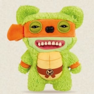 FUGGLER 放克牙寶 忍者龜聯名 毛絨 公仔 米開朗基羅 拉婓爾 里奧納多 設計師玩具 可愛玩偶, 1個, 橘色, 橘色, 約17.2*23.7cm(寬/高)