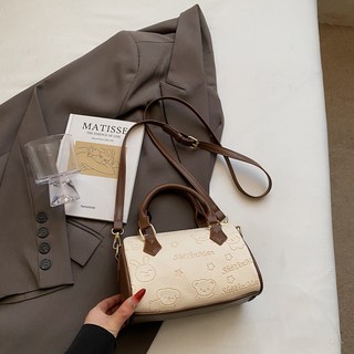 壓花手提包 波士頓包 女 時尚 百搭 斜挎包 高級感 枕頭包