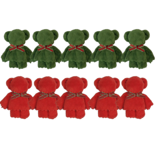 아크디 크리스마스 곰돌이 수건 답례품 세트, 10개, 혼합