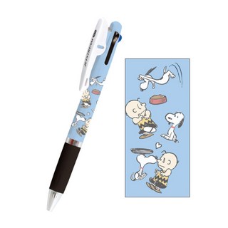 스누피 캐릭터 3색볼펜 제트스트림 블루 찰리 0.5, 1개
