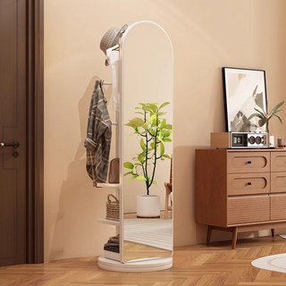 SOPUM HOUSE 다용도 회전식 옷걸이행거 전신거울 수납선반 스탠드행거, 화이트