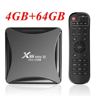 UHD 유튜브 스마트 미디어 플레이어 X88 미니 13 안드로이드 TV 박스 RK3528 쿼드 코어 2G 16G 5G 듀, 01 Eu 플러그, 02 4GB 64GB