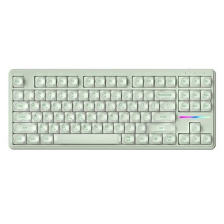퓨리큐브 IP87 저소음 멤브레인 87키 텐키리스 키보드 - 특조 기계식 감각 사무용 한글 각인 비투광 키캡 RGB 유선 모드 파운데이션 시리즈 민트 베이스