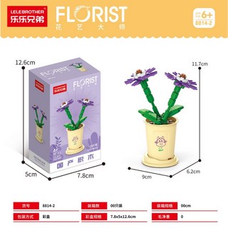 樂樂兄弟 花藝大師積木花 微型積木 DIY花束 益智玩具 情人節禮物 瓜葉菊款, 1個, 瓜葉菊, Multicolor