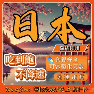 Want Card 日本網卡 即插即用 吃到飽不降速, 1天,C【Docomo原生卡】每天1GB吃到飽