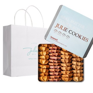 줄리쿠키 시즌2+ 선물용 쇼핑백 - 고급 백화점 버터 수제 쿠키 선물 세트 연말 크리스마스 새해 디저트 간식 기업 단체 학교 회사 결혼 웨딩 답례품, 1세트
