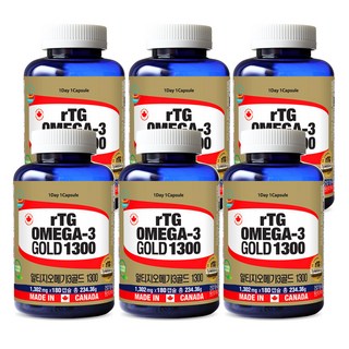 Canada 캐나다정품 통라이프- rTG 알티지 오메가3골드-1300-6개월분-혈행 기억력개선 칼슘과인흡수에도움-6병, 180정, 6개