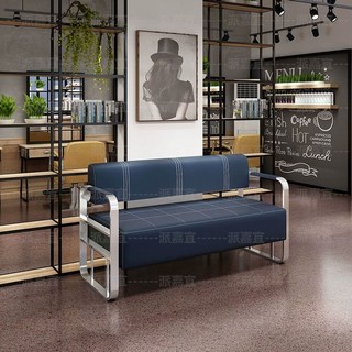 미용실쇼파 라운지 대기의자 미용실 인테리어 쇼파 휴게실, C. 180x55x73 cm, H. 다크 블루 나파 가죽 실버, B. 150x55x7