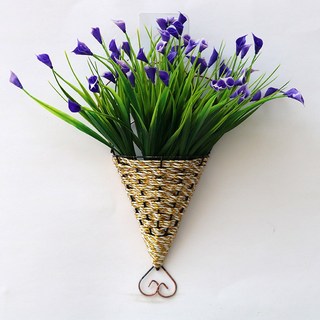 가정집 벽 장식 실내 조화 꽃 바구니 방 소품 플라스틱 모조품, 제비나팔퍼플 걸쇠