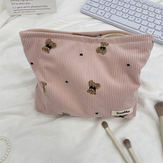 비비드 벌브 코듀로이 곰돌이 파우치 여성 화장품 다용도 이너백