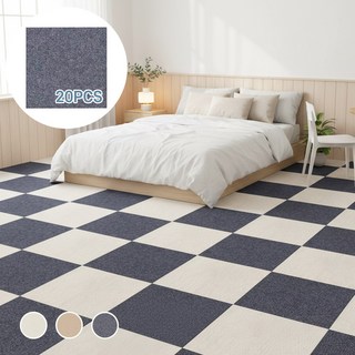 Norvee 미끄럼방지 바닥 조각매트 접착식 타일카페트 소음완화 애견 20p, 20개, 밝은 회색