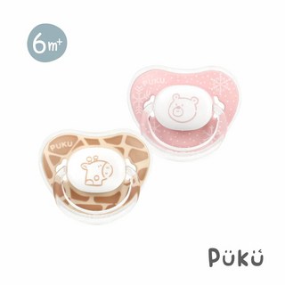 Puku 6個月以上安撫奶嘴 附可愛動物圖案, 6m+, 較大型(米粉), 1個