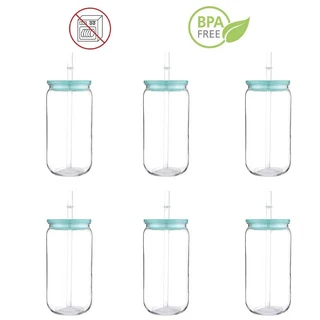 컬러 뚜껑이 있는 투명 플라스틱 빨대 컵 BPA 프리 및 포함 우유 커피 던지기 방지 16 OZ 개, 11 6 Solid Green