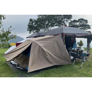 雪之屋 黑膠外掛帳 側掛帳 二門二窗 邊帳 延伸帳 27秒客廳帳專用 卡其色 藍色, 卡其黑膠外帳塑鋼拉鍊