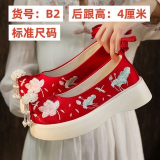 新款繡花鞋 厚底增高 古風古裝漢服搭配 婚鞋