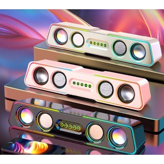 미니 블루투스 듀얼 스피커 컴퓨터 데스크탑용 고출력 무선 사운드바 가성비 좋은 헤비 서브우퍼 외장형 PC용 USB 지원, 블랙, 블루투스 플래시 풀주파수대형