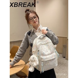 XBREAK 雙肩包 學生後背包 日韓ins風 大容量簡約書包 男女通用, 黑色,單包無掛件