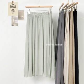 Fee現貨9色文青風亞麻長裙 鬆緊腰棉麻A字半身裙長裙 韓系溫柔穿搭夏裝