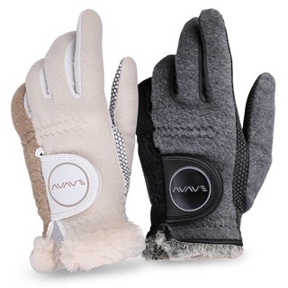 어베이브 여성용 파스텔 투톤 방한 골프장갑 양손용 세트, 아이보리 + 베이지, 1세트
