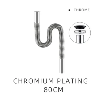 다른 크기 사용자 정의 분지 파이프 튜브 욕실 싱크 병 트랩 배수관 팝업 확장 세면기, 01 빠른, 11 Chrome  80cm