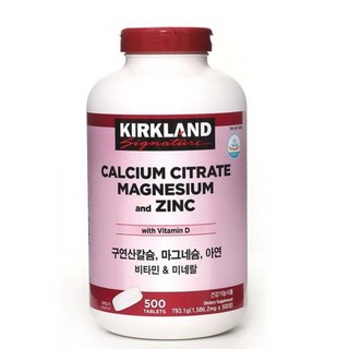 코스트코 커클랜드 구연산칼슘 마그네슘 아연 비타민&미네랄 1 586.2mg, 500정, 1개