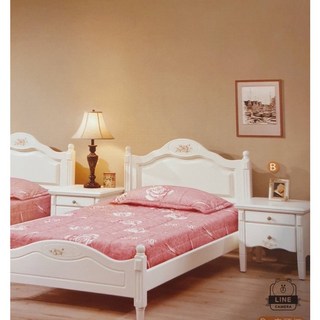 鄉村風彩繪實木單人床，單人床架實木，兒童單人床，臥室家具，鄉村風家具