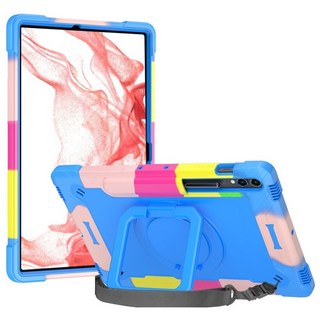 스냅케이스 태블릿PC 스퀘어 아머 스트랩 케이스, 레인보우블루