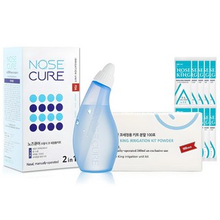 노즈큐어 코세척기 블루 + 노즈킹 분말 100포, 1세트