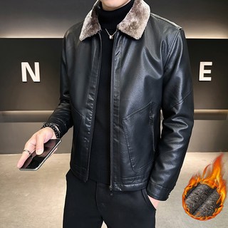 남성 퍼안감 PU레더자켓 루즈핏 카라자켓 캐주얼아우터