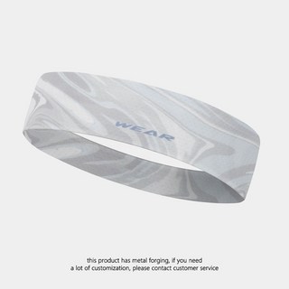 腰果花運動髮帶 男款潮跑步吸汗頭巾 女健身瑜伽防滑髮箍 透氣速乾, 灰藍色, 1個