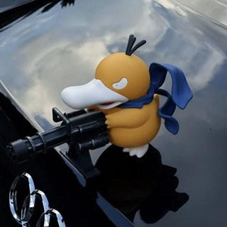 車載馬路悍匪加特林可達鴨裝飾品擺件, 1個, 大號可達鴨【9*14cm】