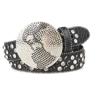 럭셔리 반짝 이는 눈부신 컬러 라인 석 벨트 패션 펑크 힙합 스타일 버클 유럽 스트리트