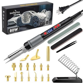 21-in-1 3D 프린터 스무딩 도구 키트 80W LCD 디지털 온도 조절 가능 납땜 용접 다리미 삽입 황동 히터 너트 및 팁 고속 가열 프린팅 수정 마감, 21-in-1 3D 프린터 스무딩 툴 키트 80W LC